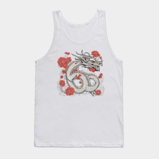 Dragon with Red Flowers Tank Top